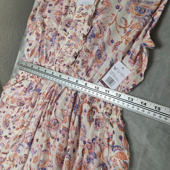 Jessica Simpson Jade V Neck Mini Dress Paisley Gardenia‎ Womens Size S - Picture 7 of 9